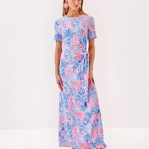 Chase Maxi Dress in Blue and Pink